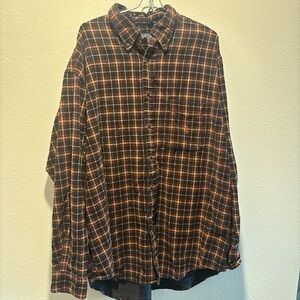 Nautica heavyweight Plaid Men's Shirt - Black and Orange